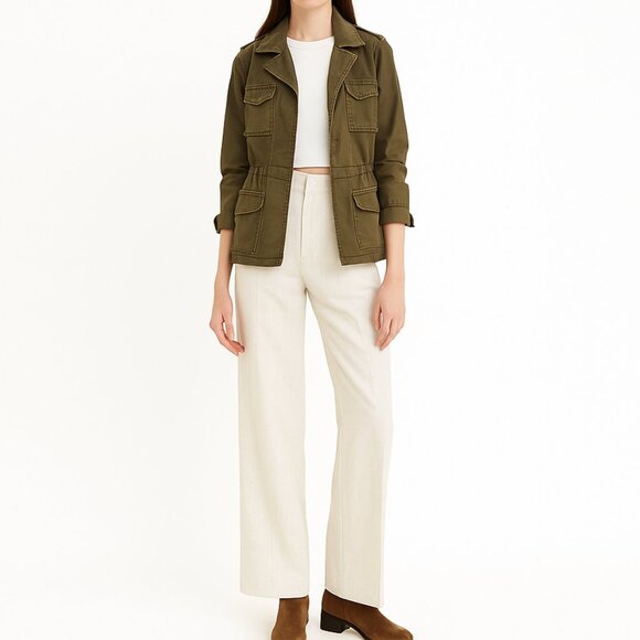 J.Crew Utility Field Jacket Size XS 100% Cotton Olive Green Military Safari - Picture 1 of 8